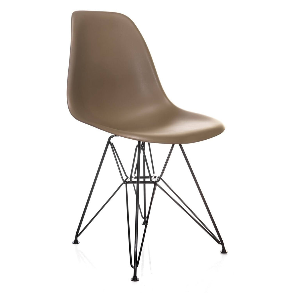 Mid-Century Modern Dining Accent Side Chair with Black Steel Leg J1371
