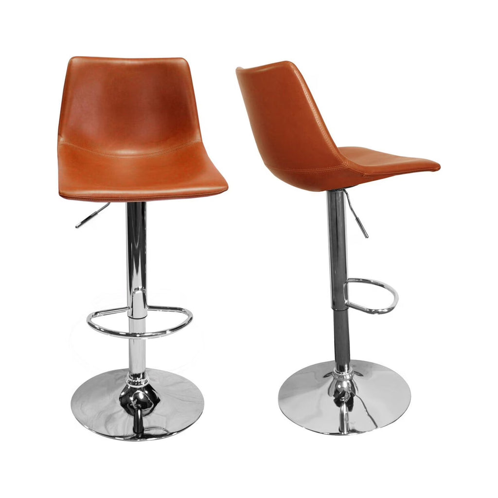 Faux Leather Adjustable Swivel Bar Stool Tan (Set of 2) H3883