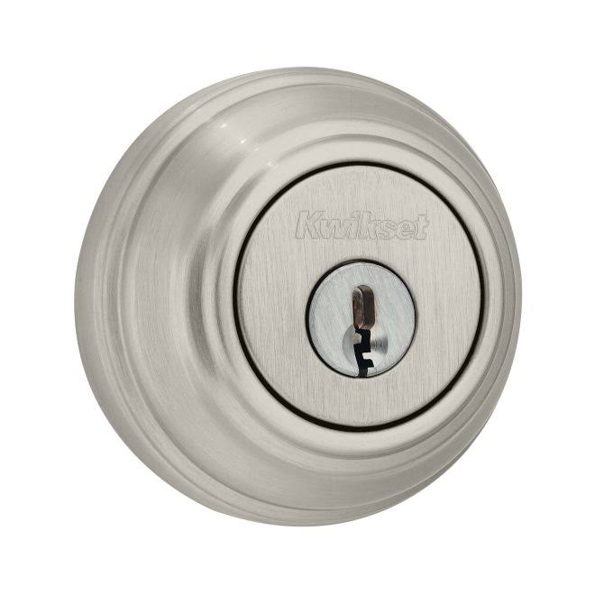 Satin Nickel Single Cylinder Deadbolt with Latch and Strike X1603