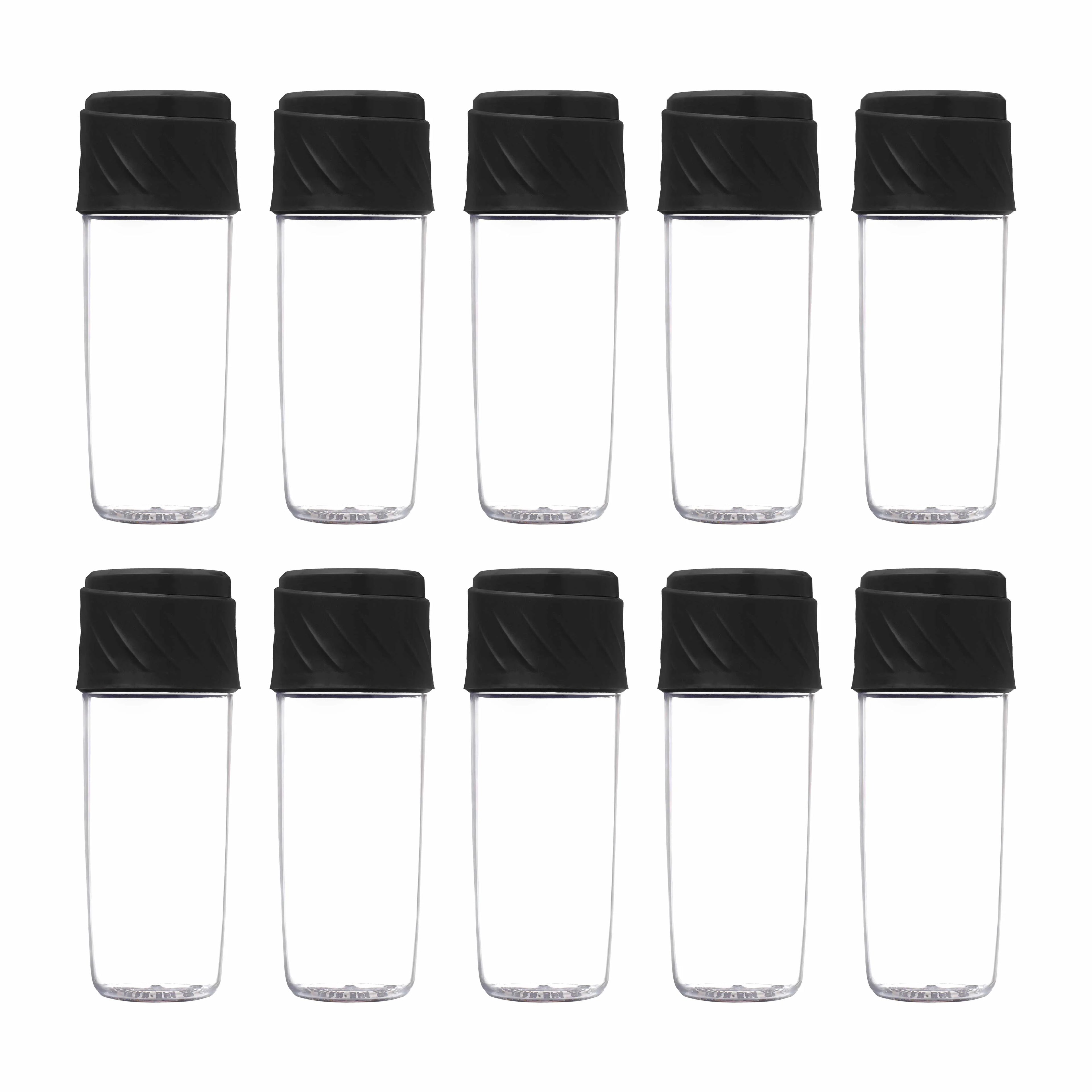 Black 16 oz Plastic Water Bottles Set of 10 J607