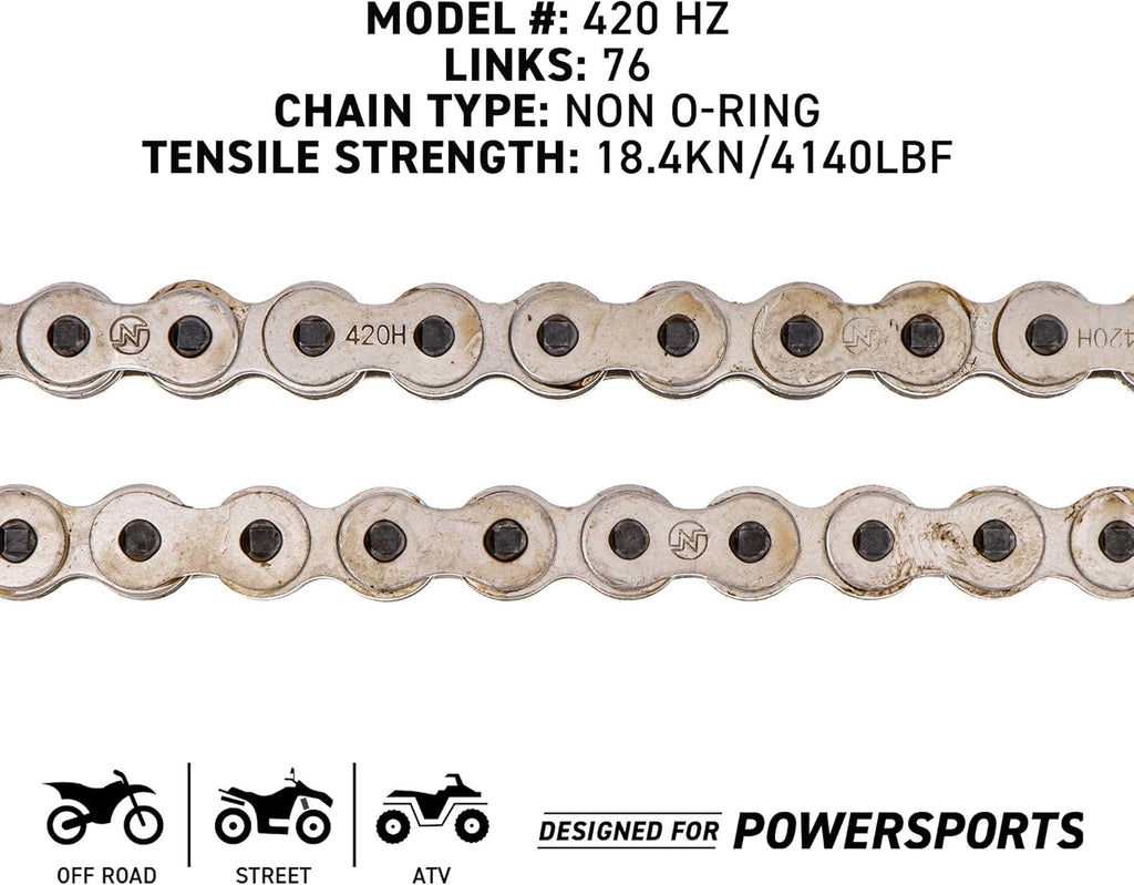 Drive Sprocket Chain Combo Front 13 Rear 37 Tooth 420HZ Standard 76 Links Pack of 2 Q59720