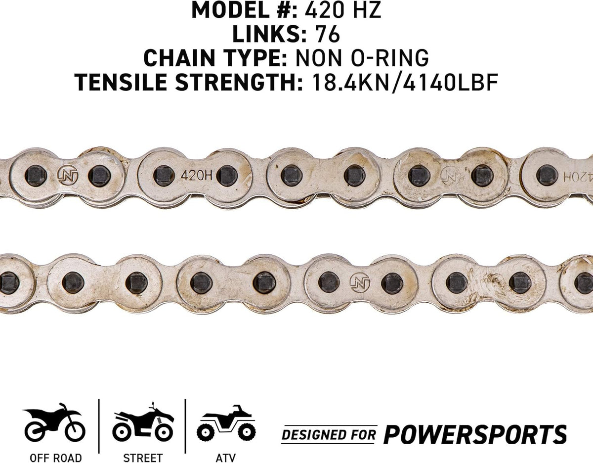 Drive Sprocket Chain Combo Front 13 Rear 37 Tooth 420HZ Standard 76 Links Pack of 2 Q59720