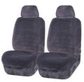 Faux Fur Front Seat Covers Silver Grey I83872