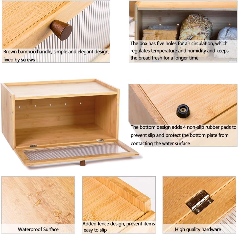 Bamboo Bread Box with Window, Pack of 2 E529937