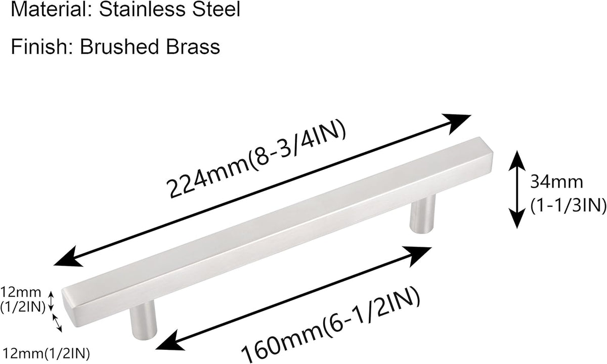 Silver Brushed Nickel 5 Pack Cabinet Pulls 224mm Total Length I3215