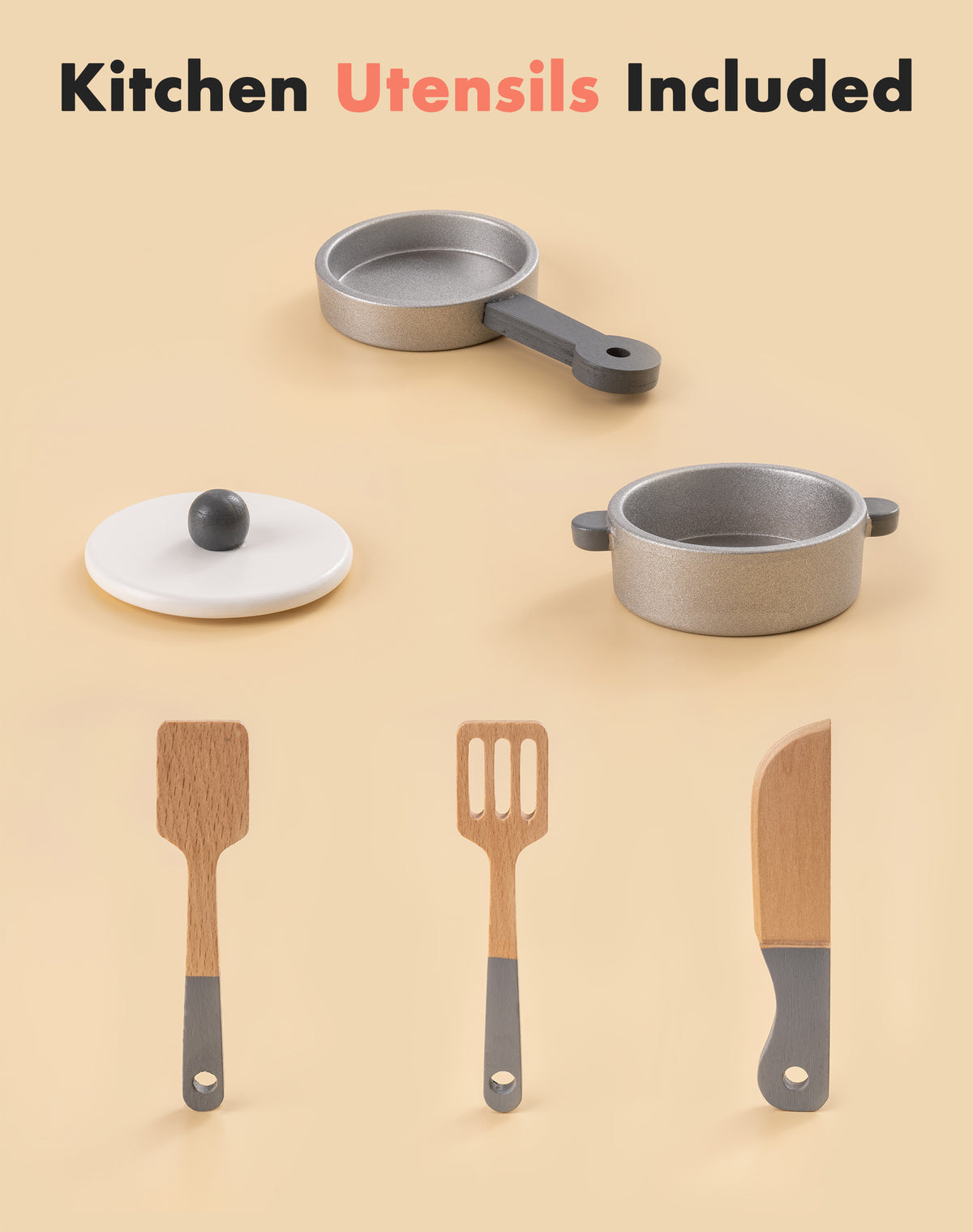 White Pretend Wooden Kitchen Play Set P417