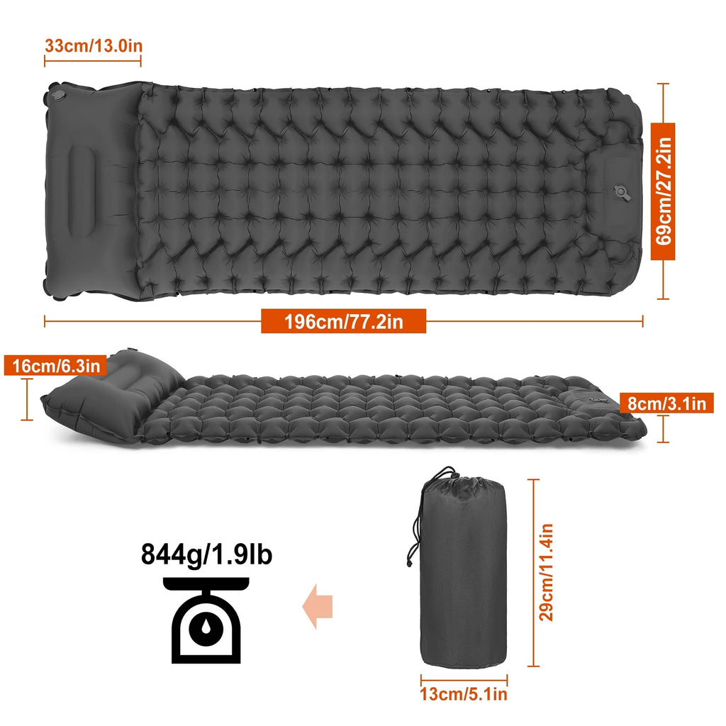 Ultralight Inflatable Camping Sleeping Pad with Built-in Pump N4261