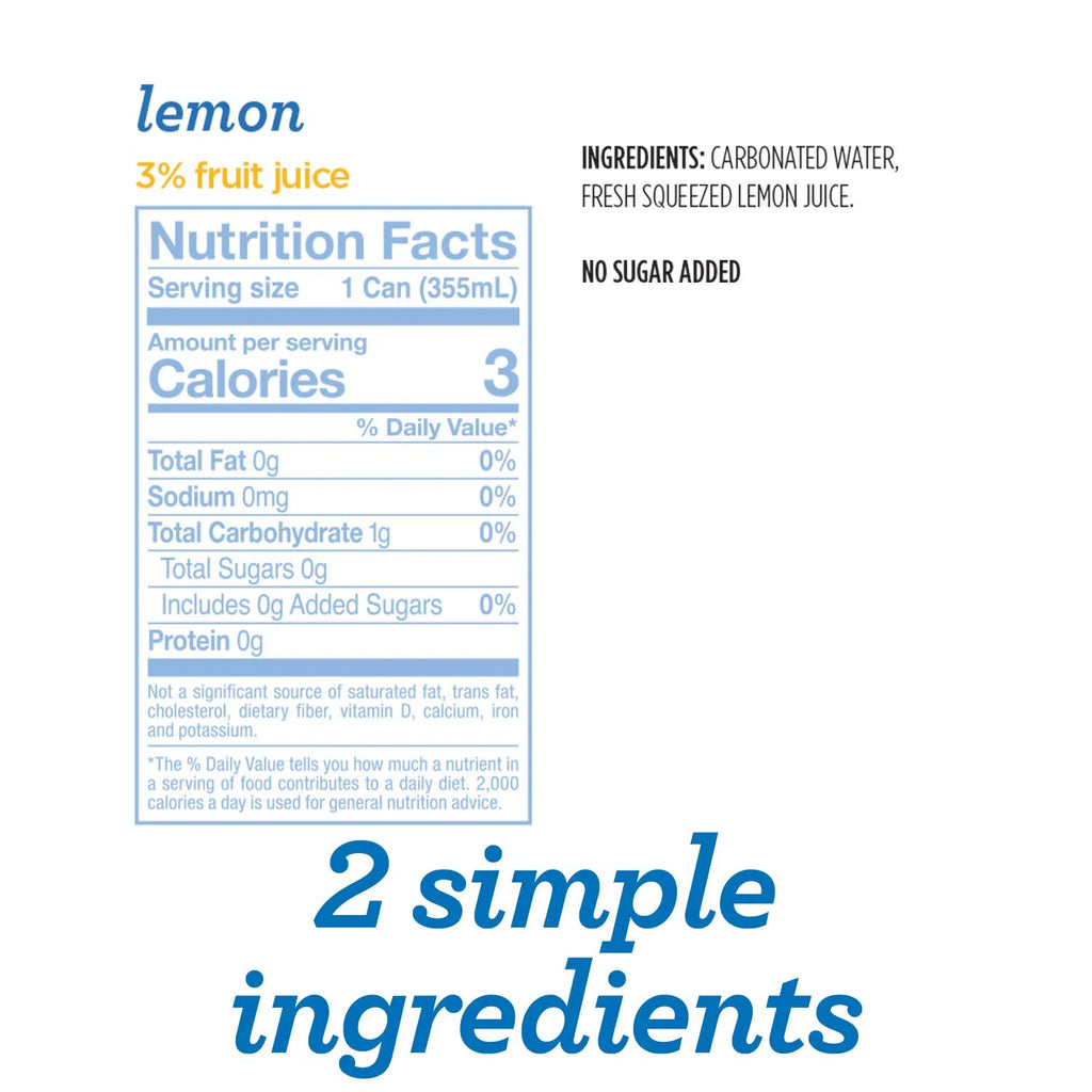 Lemon Sparkling Water 12 fl oz 8 Each Pack of 3 W7162