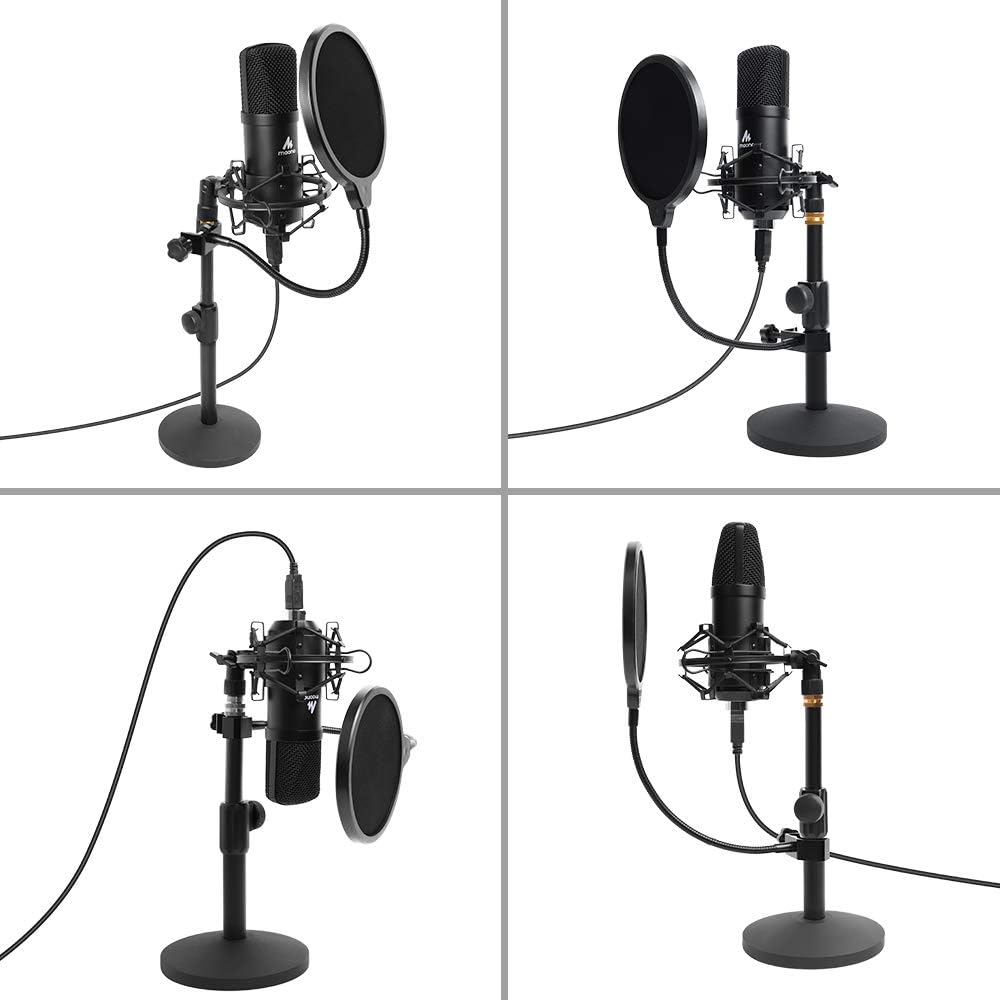 USB Microphone Kit 192KHZ/24BIT with Aluminum Organizer Storage Case, Cardioid Mic, Pack of 2 K5625