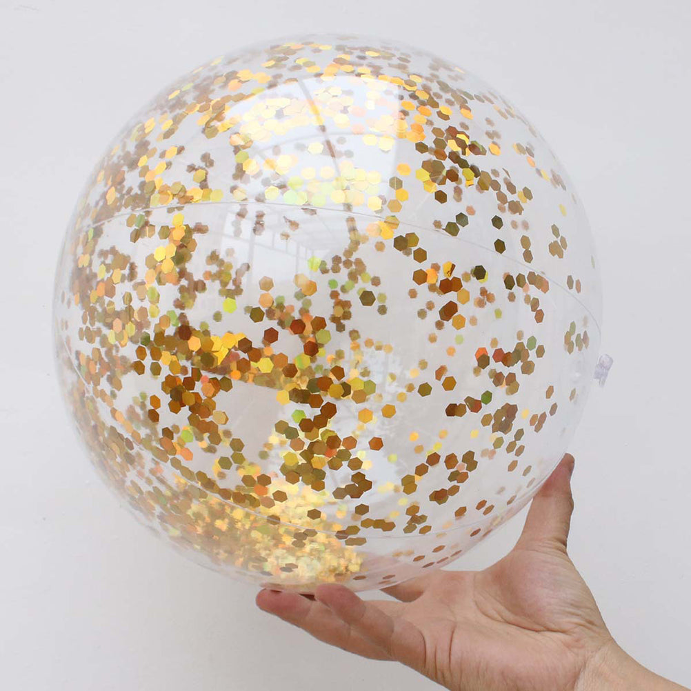4 pcs Glitter Sequin Beach Balls Round Transparent PVC Balls Inflatable Ball Toys with Pumps S364726