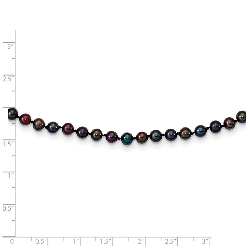 14K Yellow Gold Pearl Chain Necklace 4-5 mm Black Freshwater Cultured 16 inch C668320