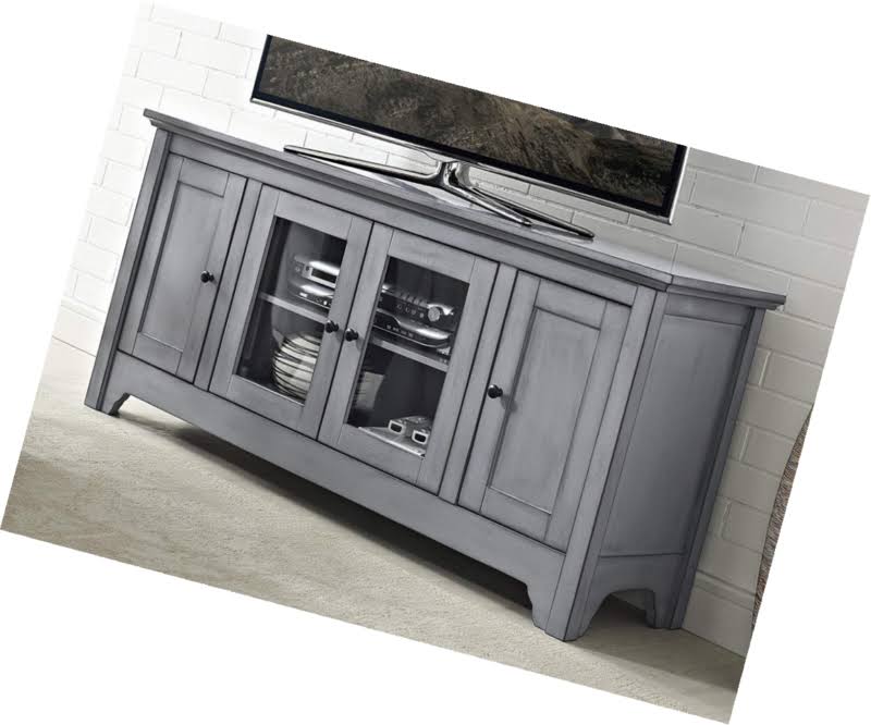 Antique Grey Wood TV Media Stand Storage Console R41470
