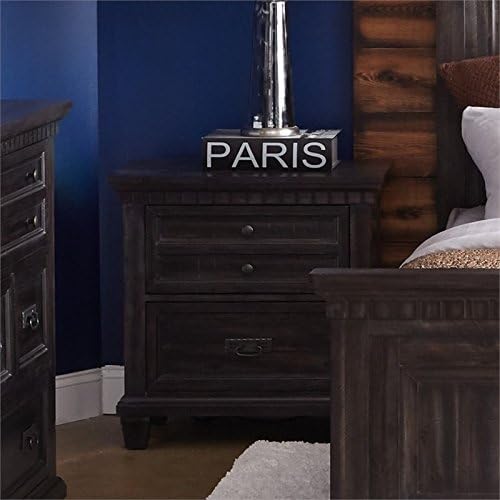 Solid Acasia Wood Nightstand in Smokey Gray Oak J62290