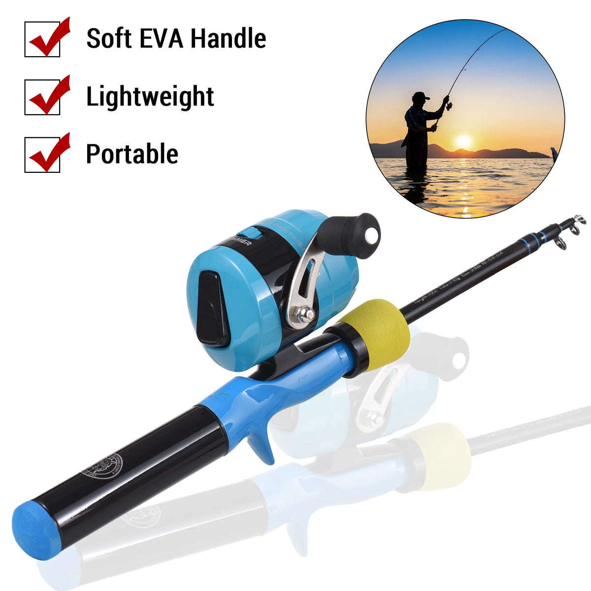 Spinning Rod Telescopic Rod 1.2m/1.5m Spincast Reel Rod Set H262