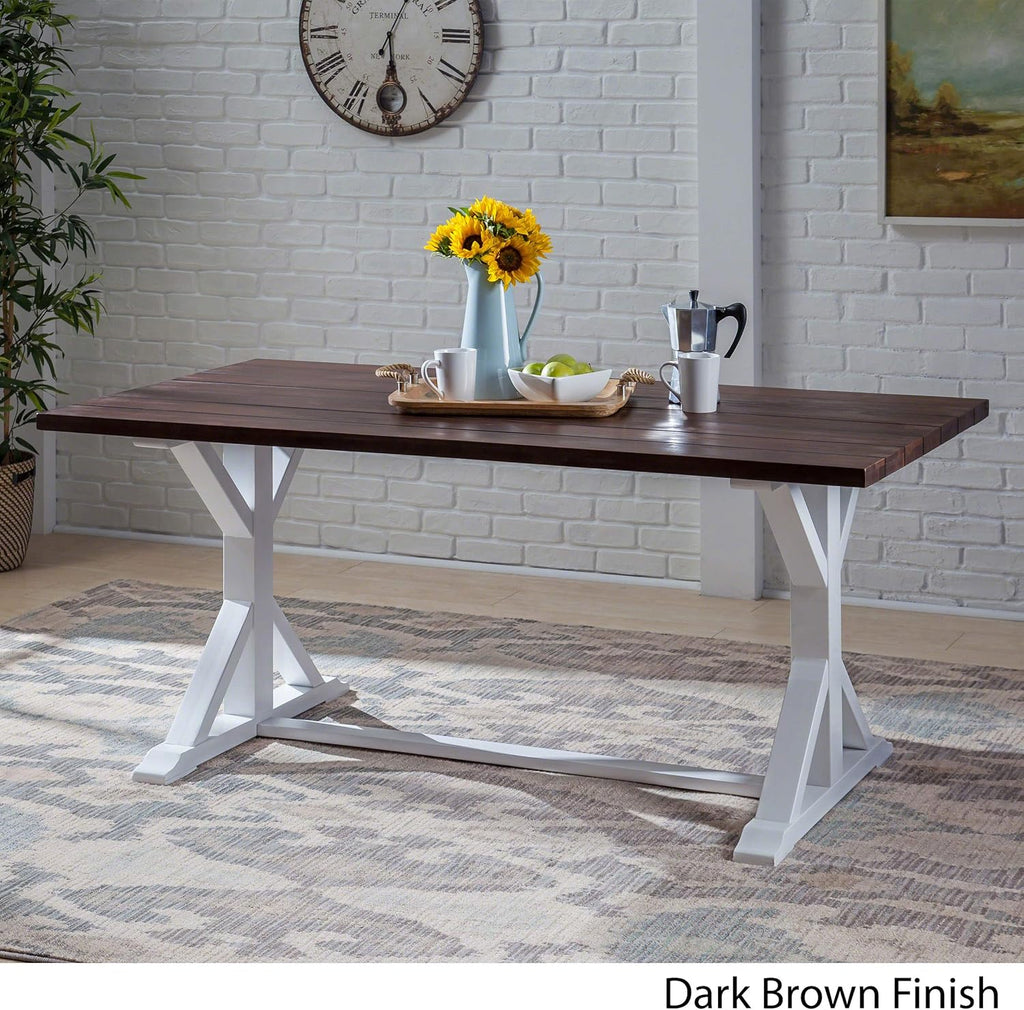 Dark Brown Acacia Wood Dining Table K198