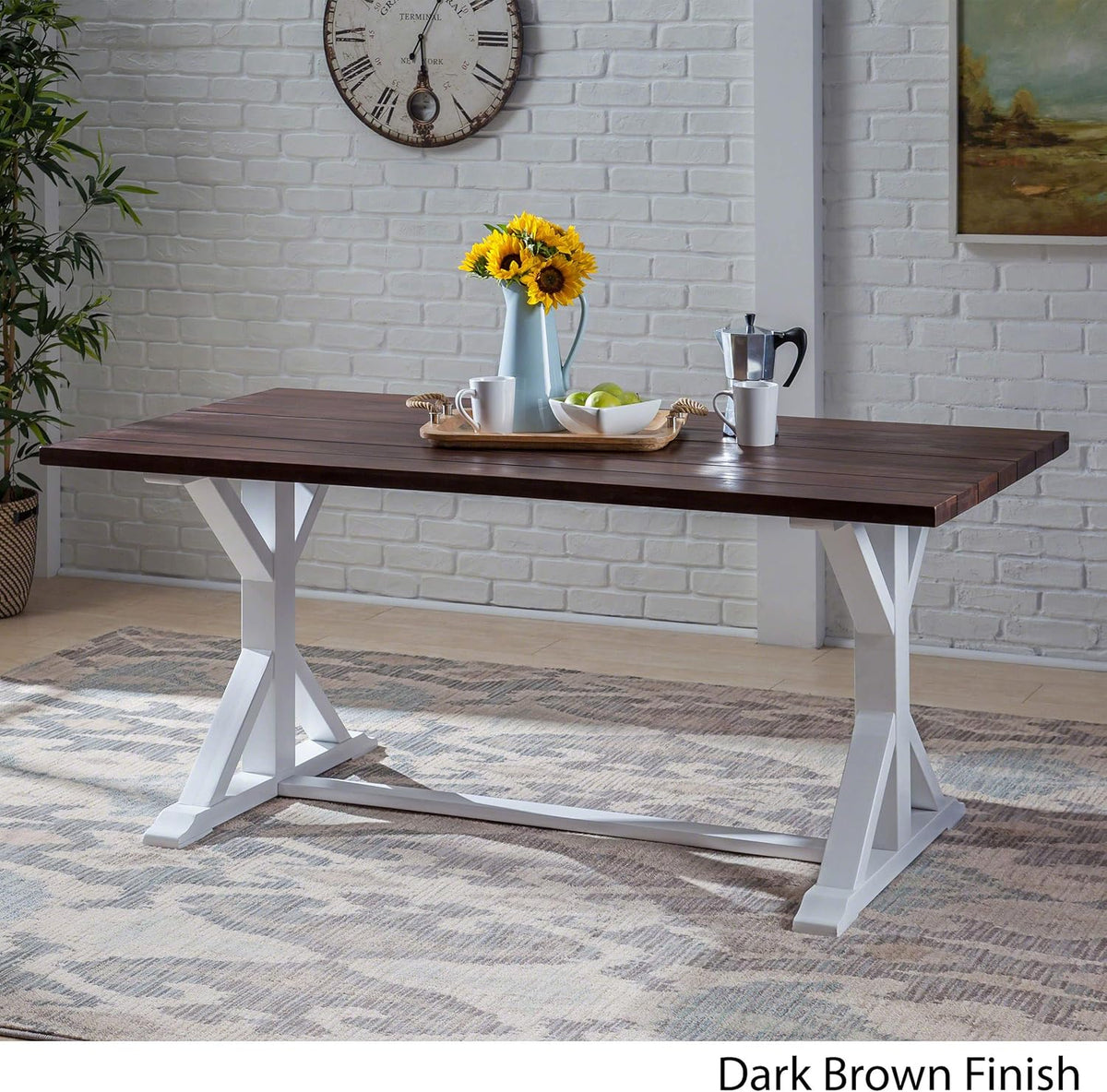 Dark Brown Acacia Wood Dining Table K198