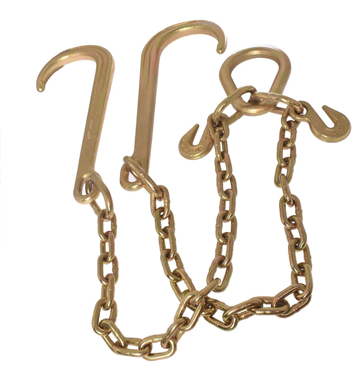 5/16 x 10 FT Grade 70 Tow Chain with 15 J Hook and T Hook Mini J Hook, Pack of 2 V3537