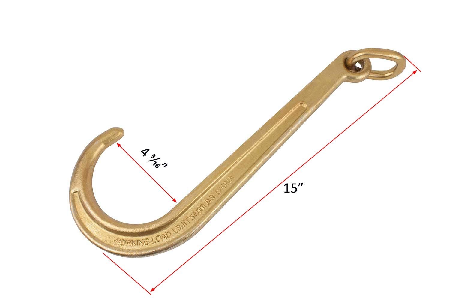 5/16" x 8' Long Shank J Hook Tow Chain with Grab Hook, 4700 lbs WLL, Pack of 2 M90007