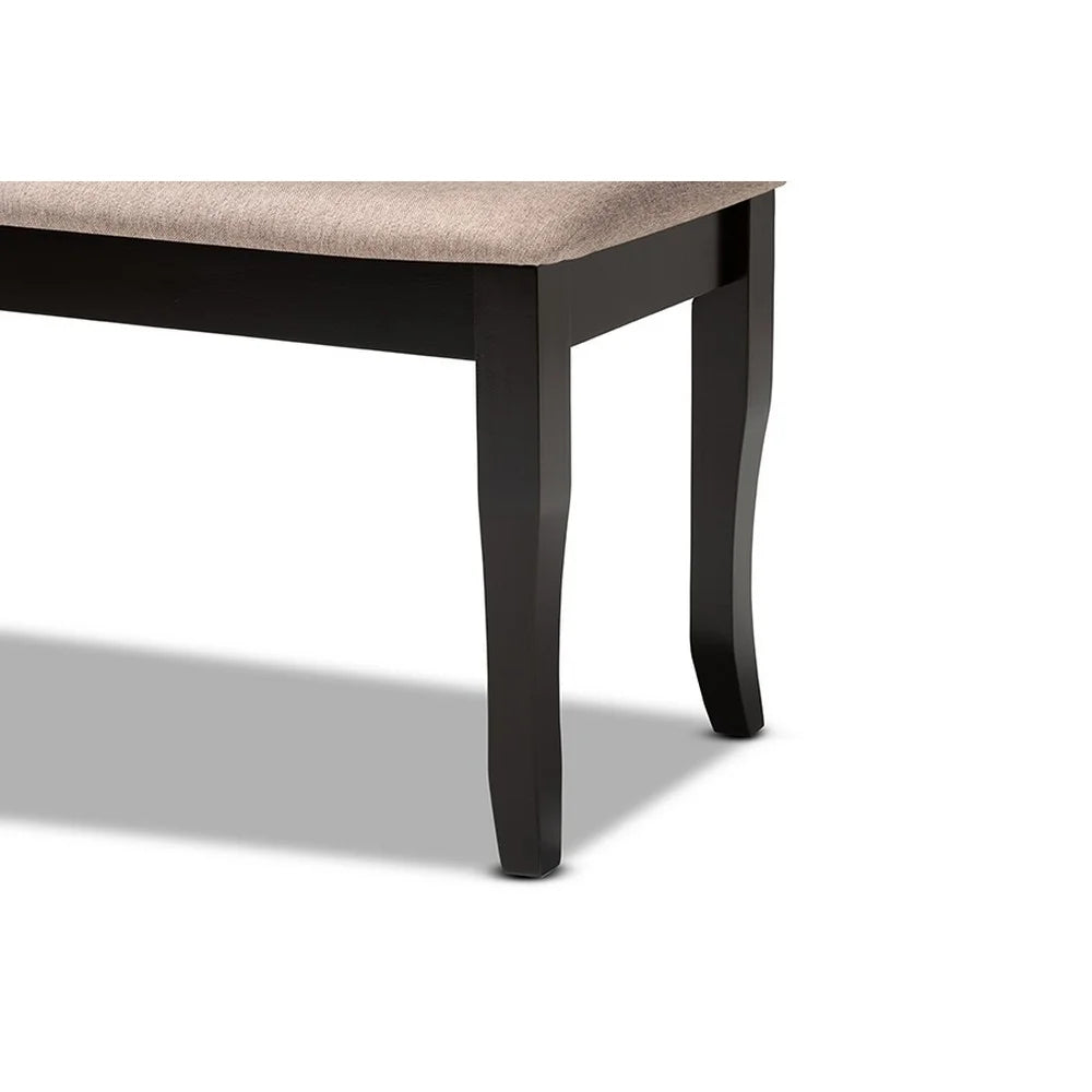 Sand Fabric Upholstered Wood Dining Bench O87801