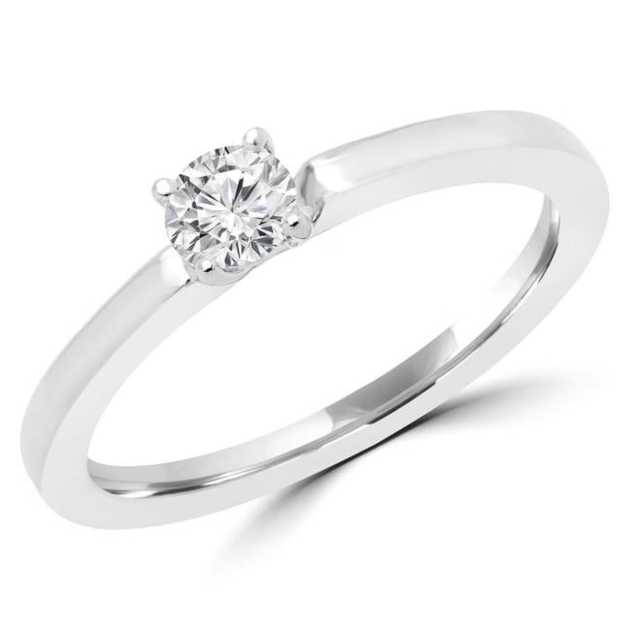 0.25 CT Round Diamond Solitaire Engagement Ring in 14K White Gold K256