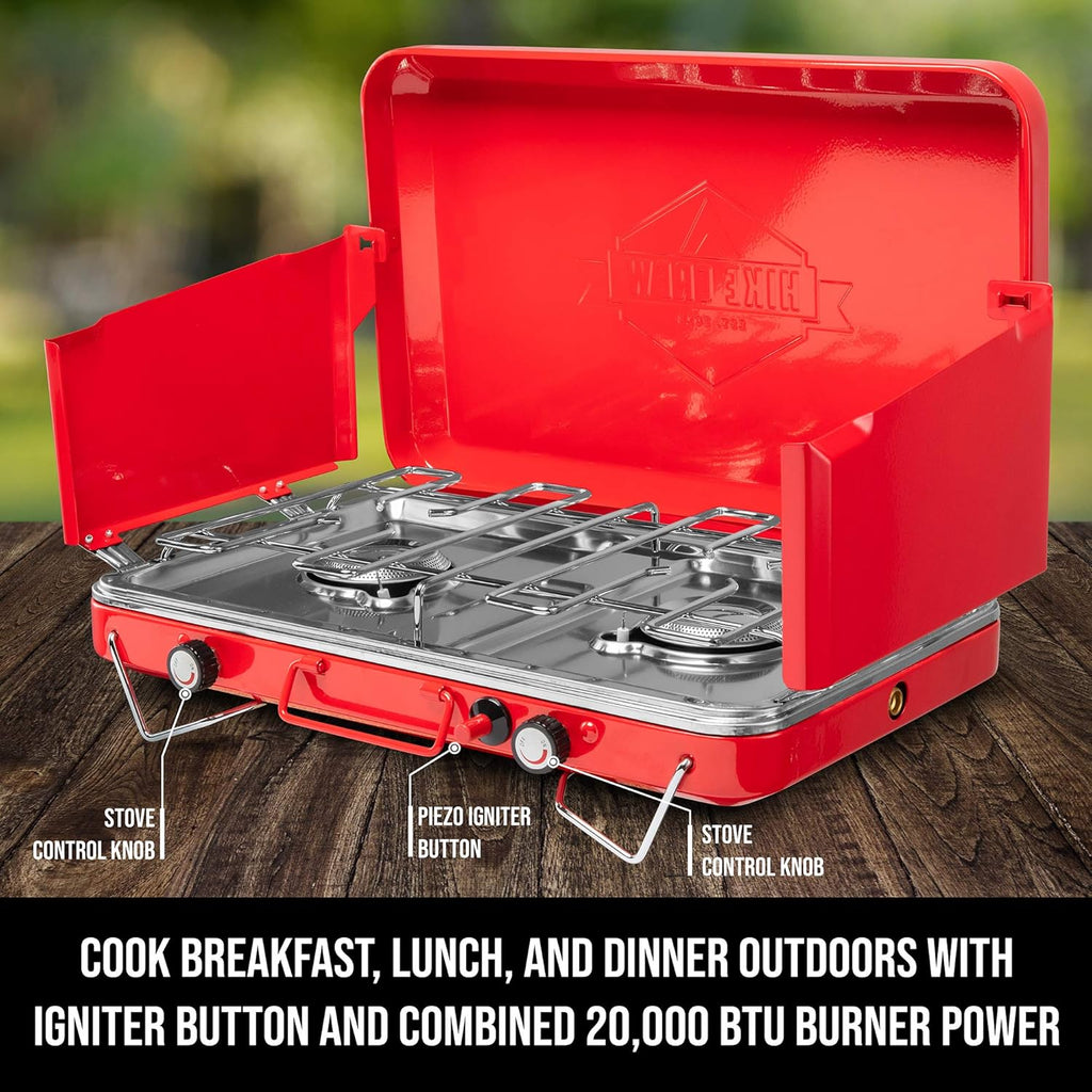 20,000 BTU Portable Propane 2 Burner Stovetop P373830