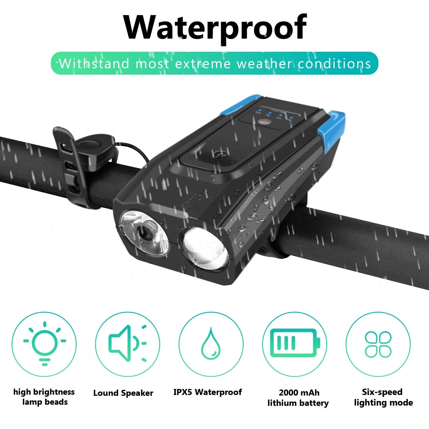 Black+Green Bicycle Front Lamp G144