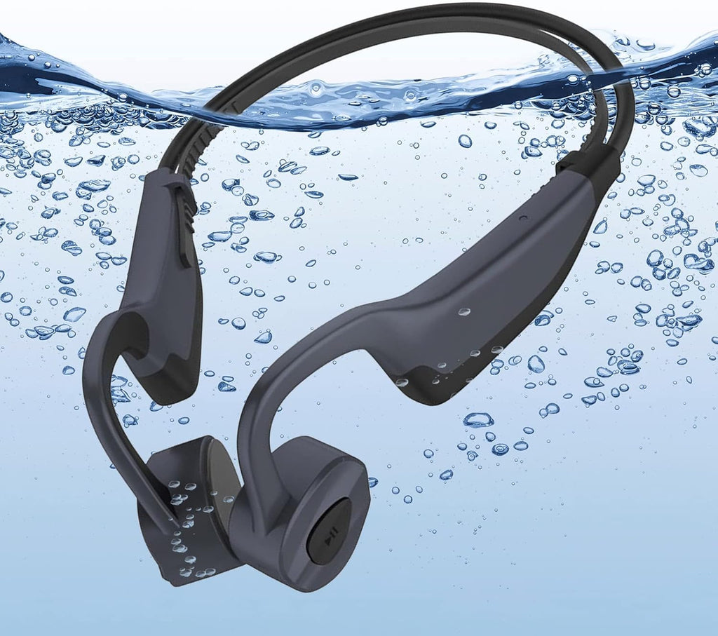 IPX8 Waterproof Bone Conduction Open Ear Headphones with 16G Memory Grey Z89973