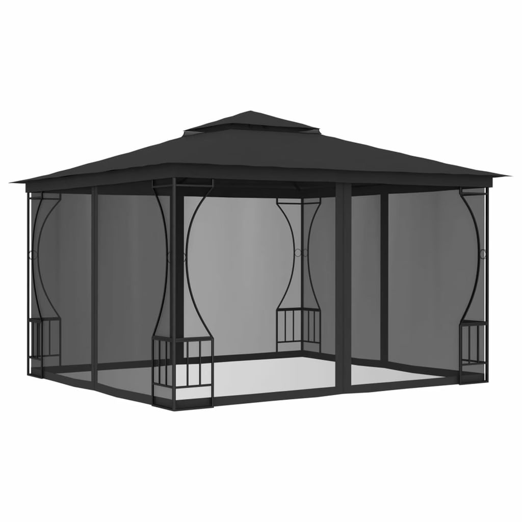 Gazebo with Nets 9.8'x9.8'x8.7' Anthracite P894621