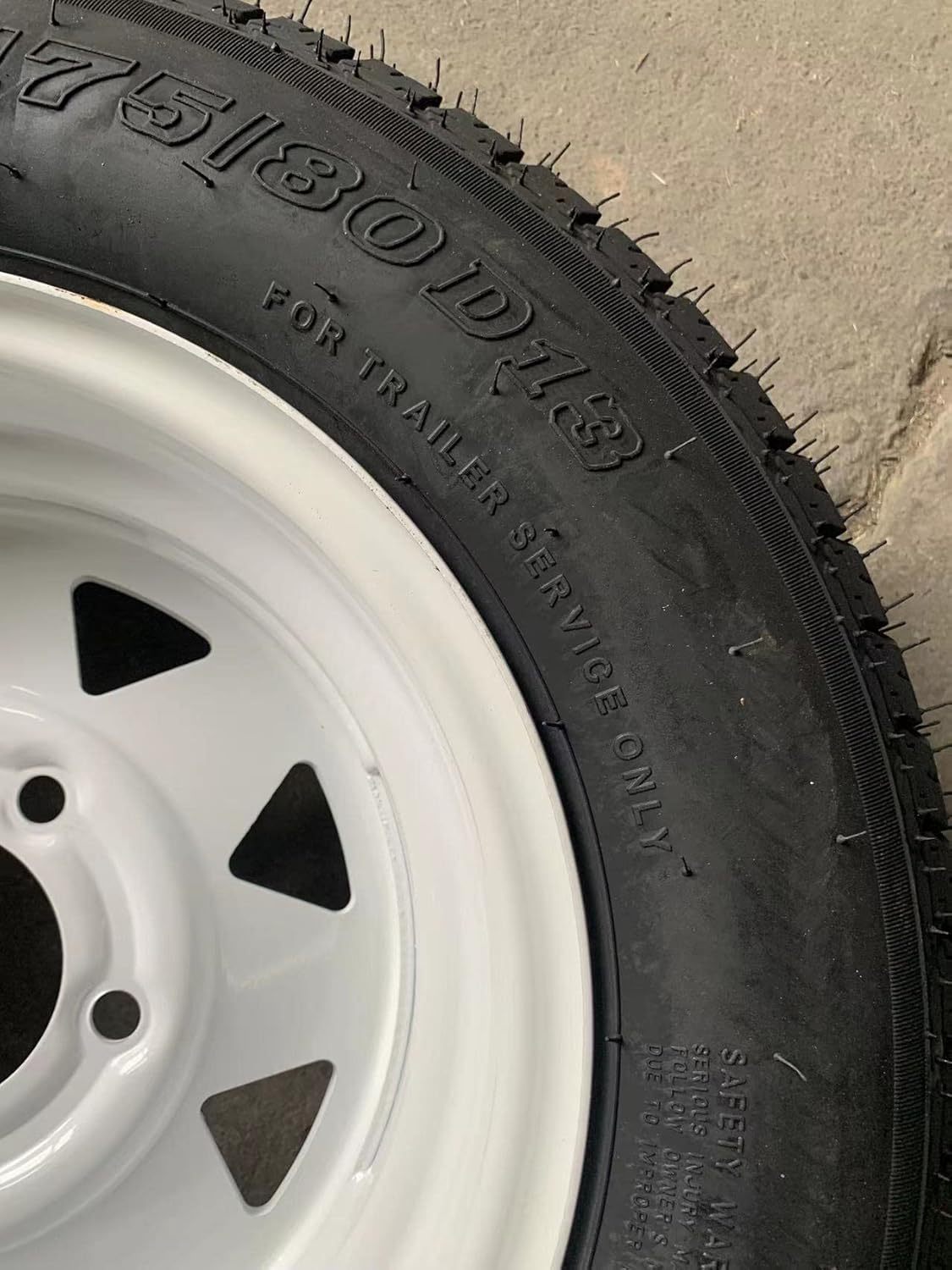 2pcs Trailer Tire with Rim ST175/80D13 5 Lug White Spoke 6Ply Bias Tires C8848