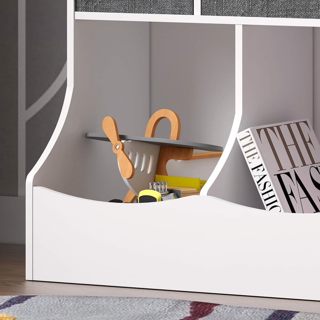 White Toy Storage Organizer with Bookcase R19211