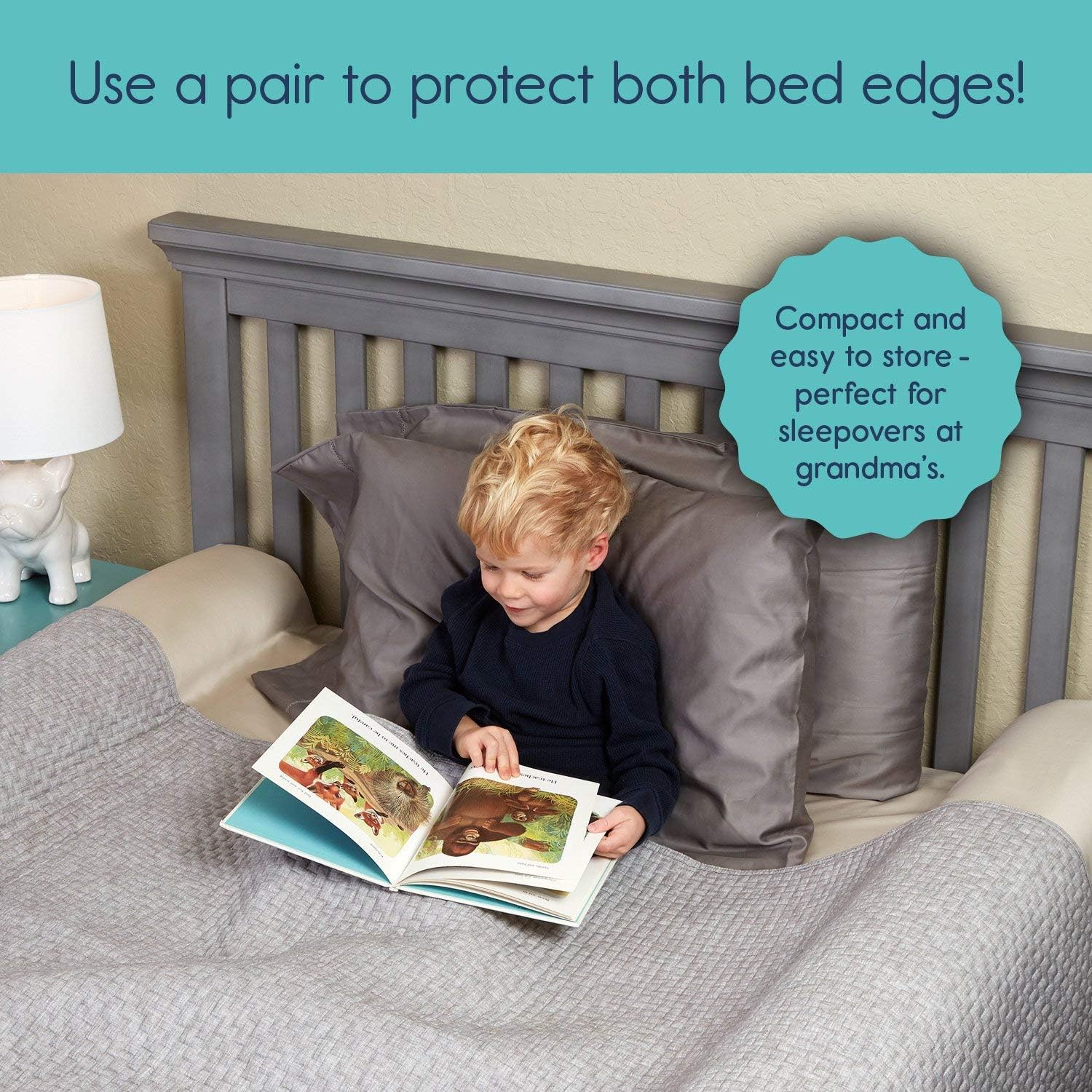 [2-Pack] Inflatable Bed Rail for Toddlers with Non-Slip Machine-Washable Cover D80028