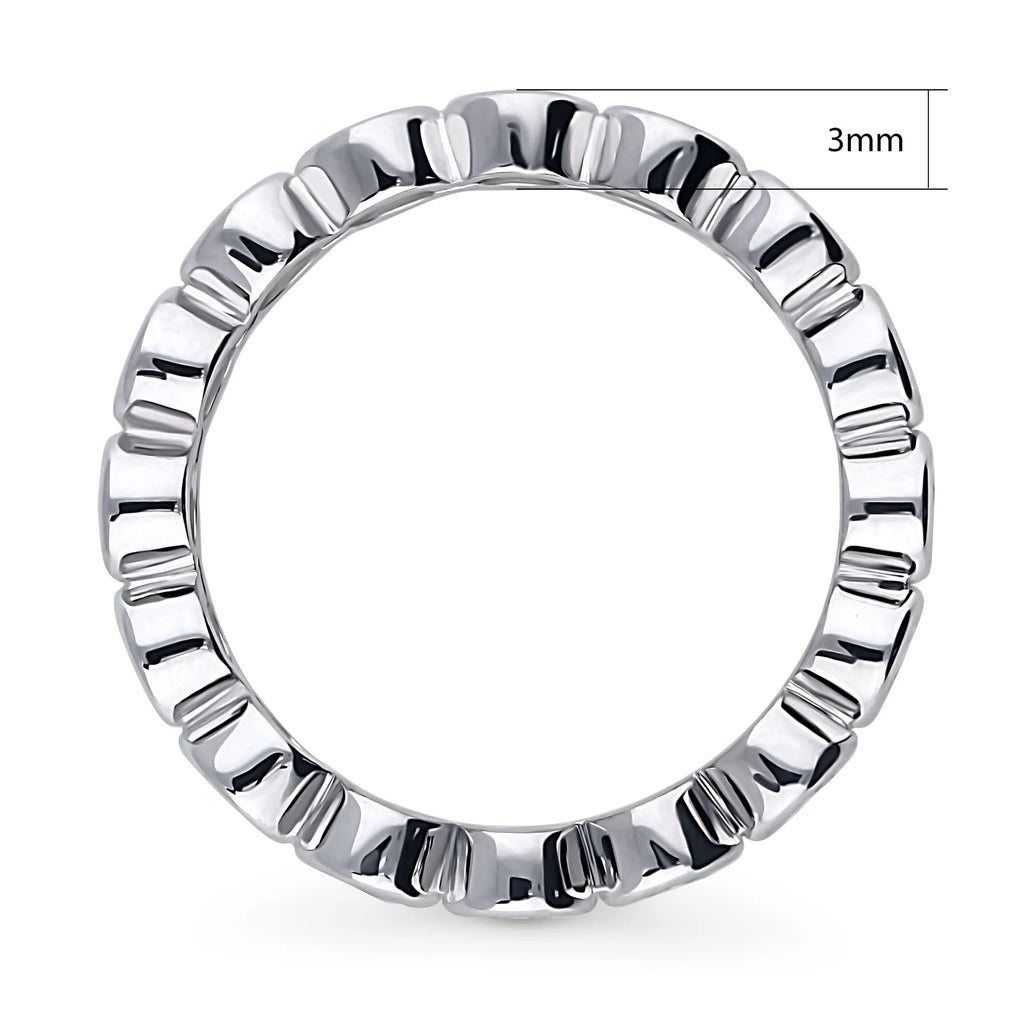 Sterling Silver Cubic Zirconia Eternity Ring, Rhodium Plated Size 8 Z56170