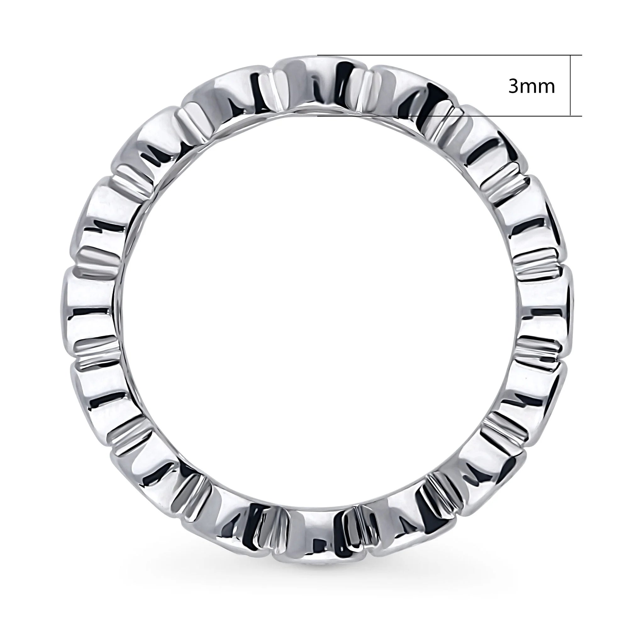 Sterling Silver Cubic Zirconia Eternity Ring, Rhodium Plated Size 8 Z56170