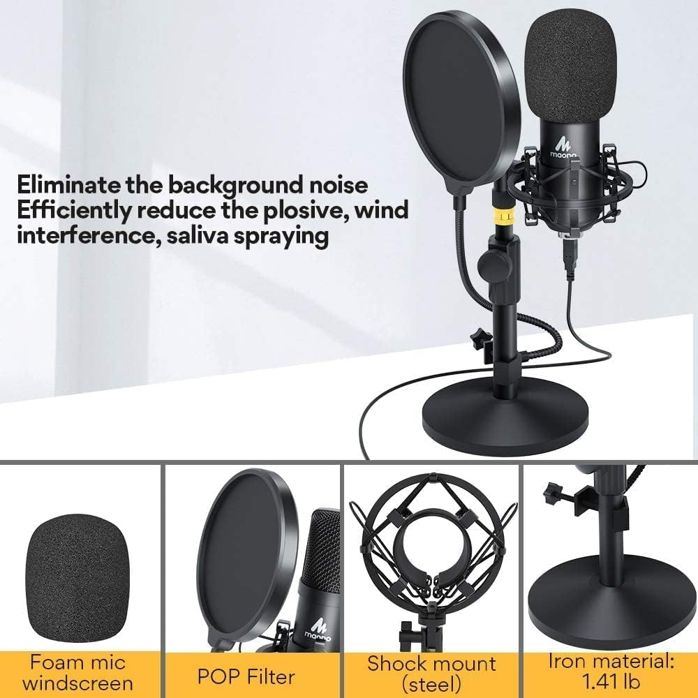 USB Microphone Kit 192KHZ/24BIT with Aluminum Organizer Storage Case, Cardioid Mic, Pack of 2 K5625