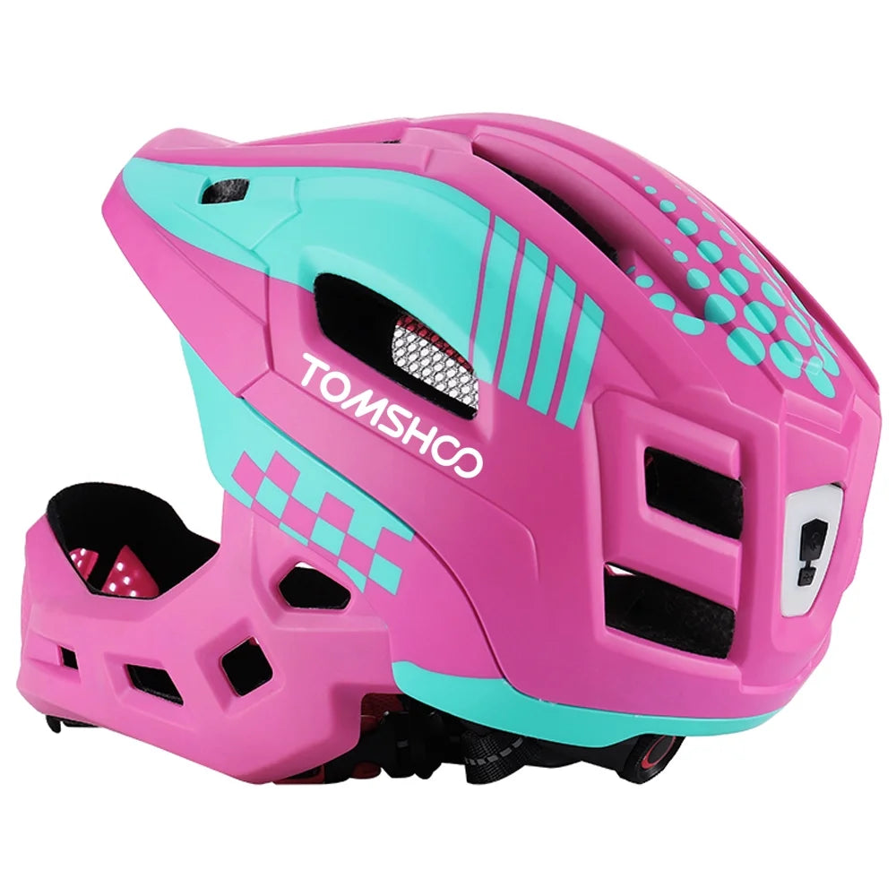 Kid Bike Full Face Helmet with Taillight and Detachable Chin Guard V1932