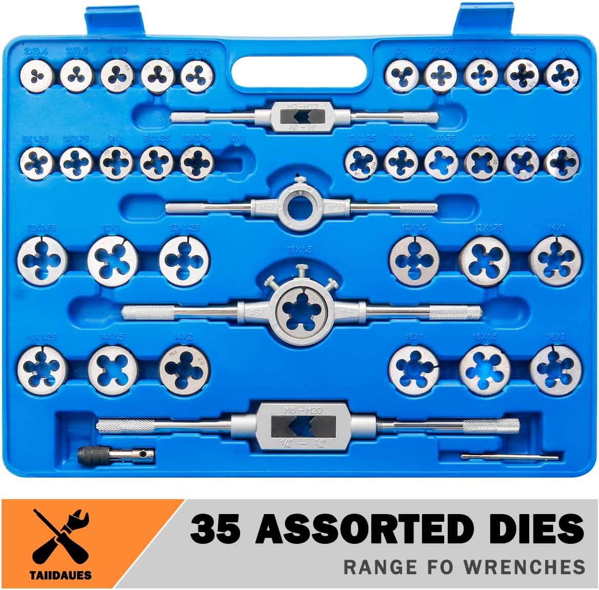 110 Piece Hardened Alloy Steel Metric Tap And Die Threading Tool Set with Storage Case R26232