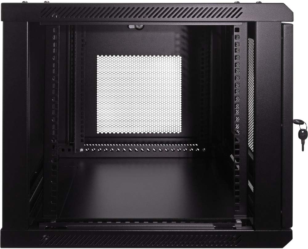 9U Wallmount Cabinet Enclosure 19-Inch Server Network Rack with Locking Perforated Door Black C796860