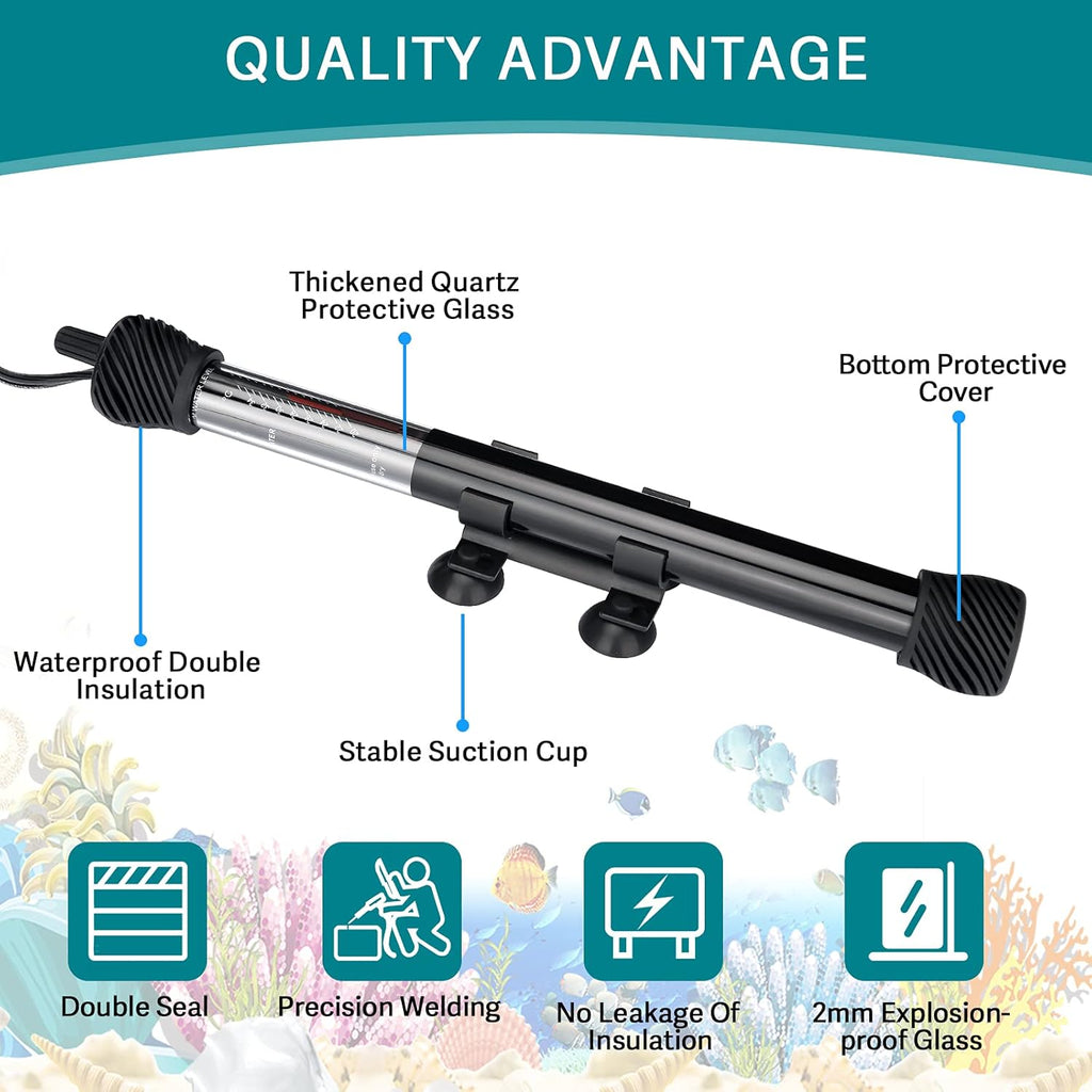 50W Submersible Aquarium Heater with Adjust Knob Suction Cup V986