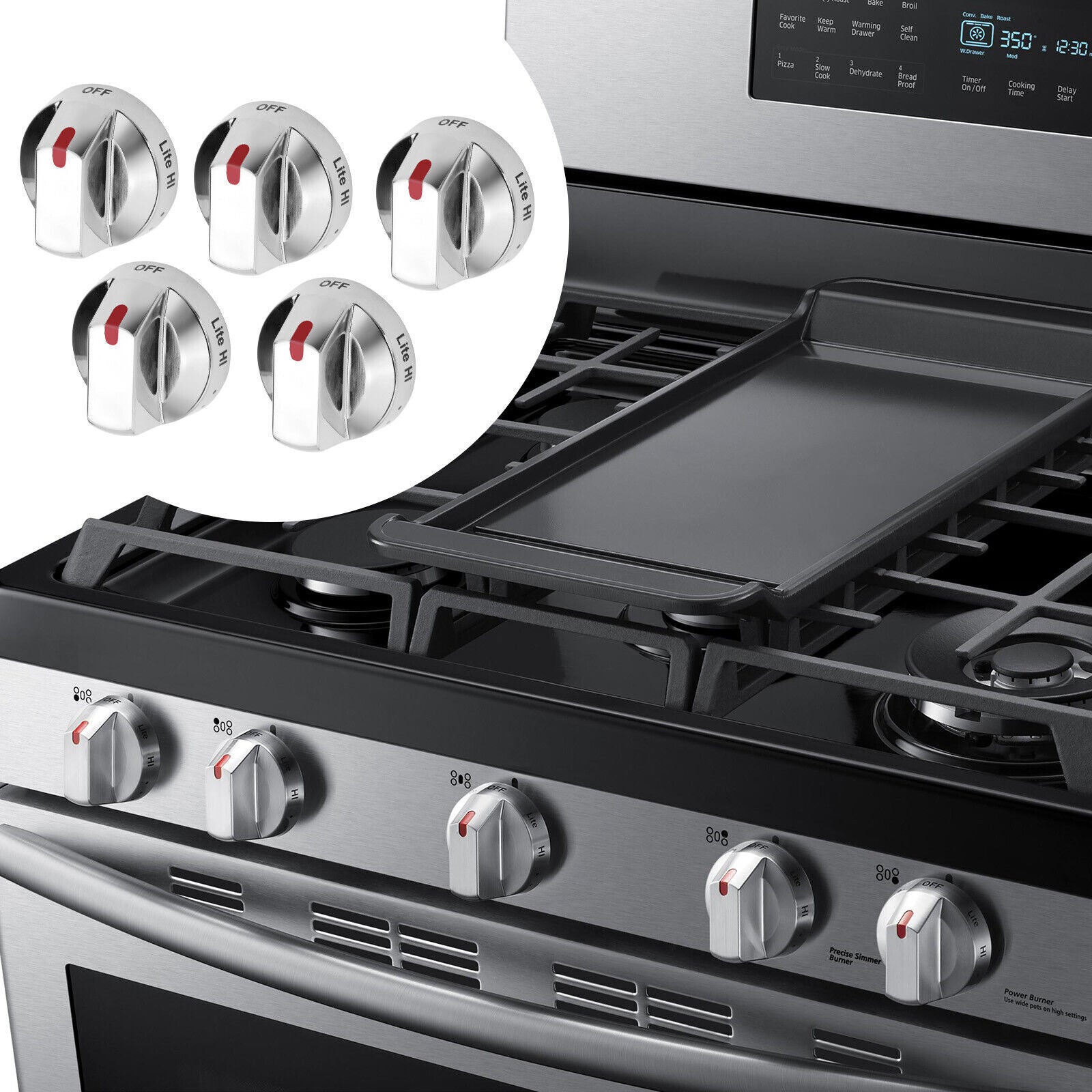 5x Range Knobs Switch for Samsung Gas Stove Cooktop Oven Q2249