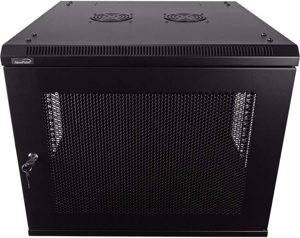 9U Wallmount Cabinet Enclosure 19-Inch Server Network Rack with Locking Perforated Door Black C796860