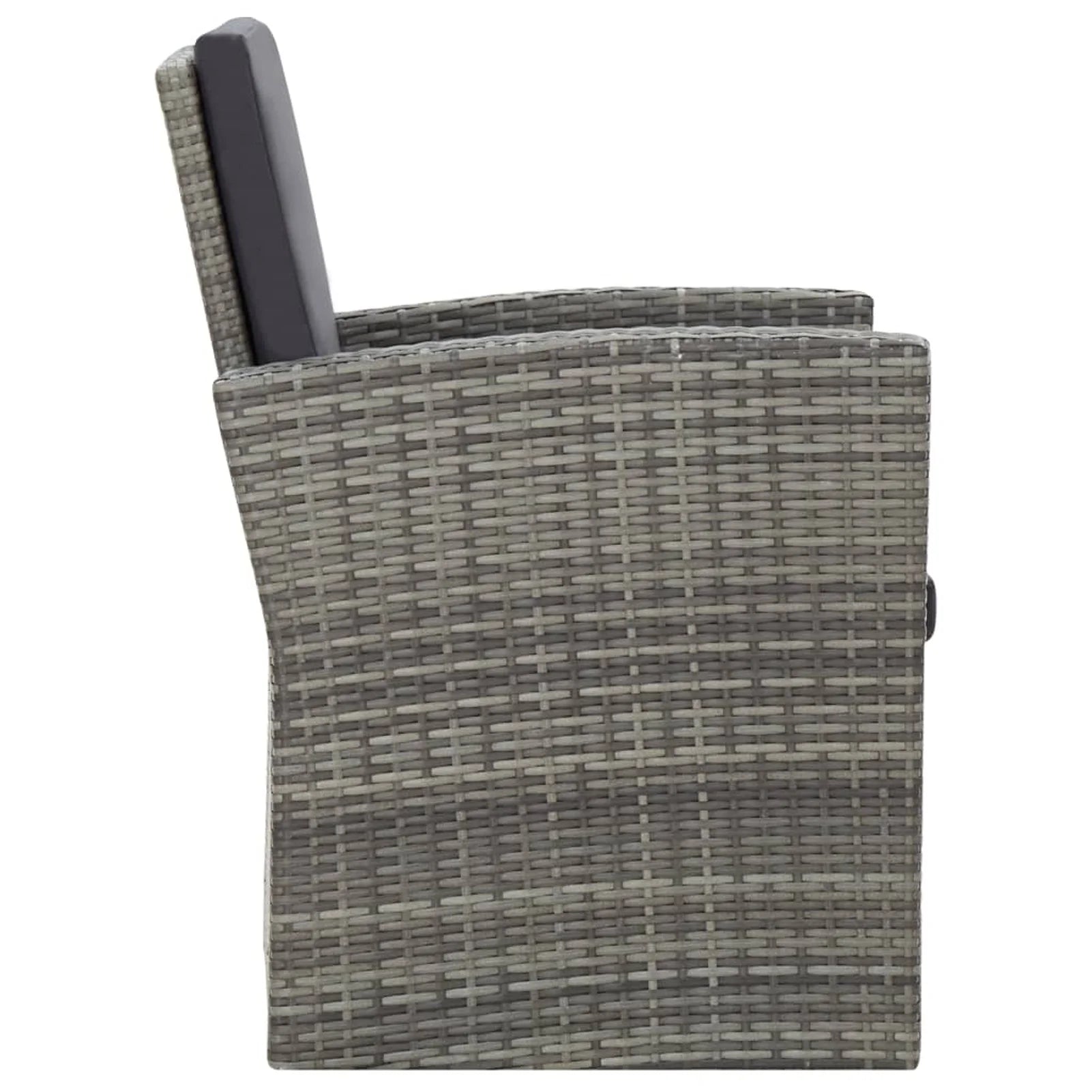 Gray Poly Rattan Patio Lounge Set with Table, Bench and 2 Chairs S9658