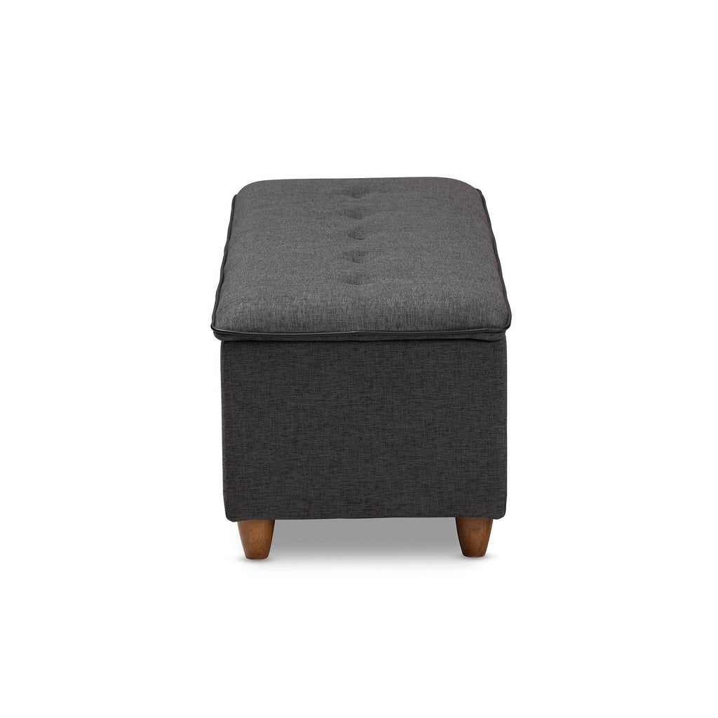 Greyish Beige Fabric Storage Ottoman K876544
