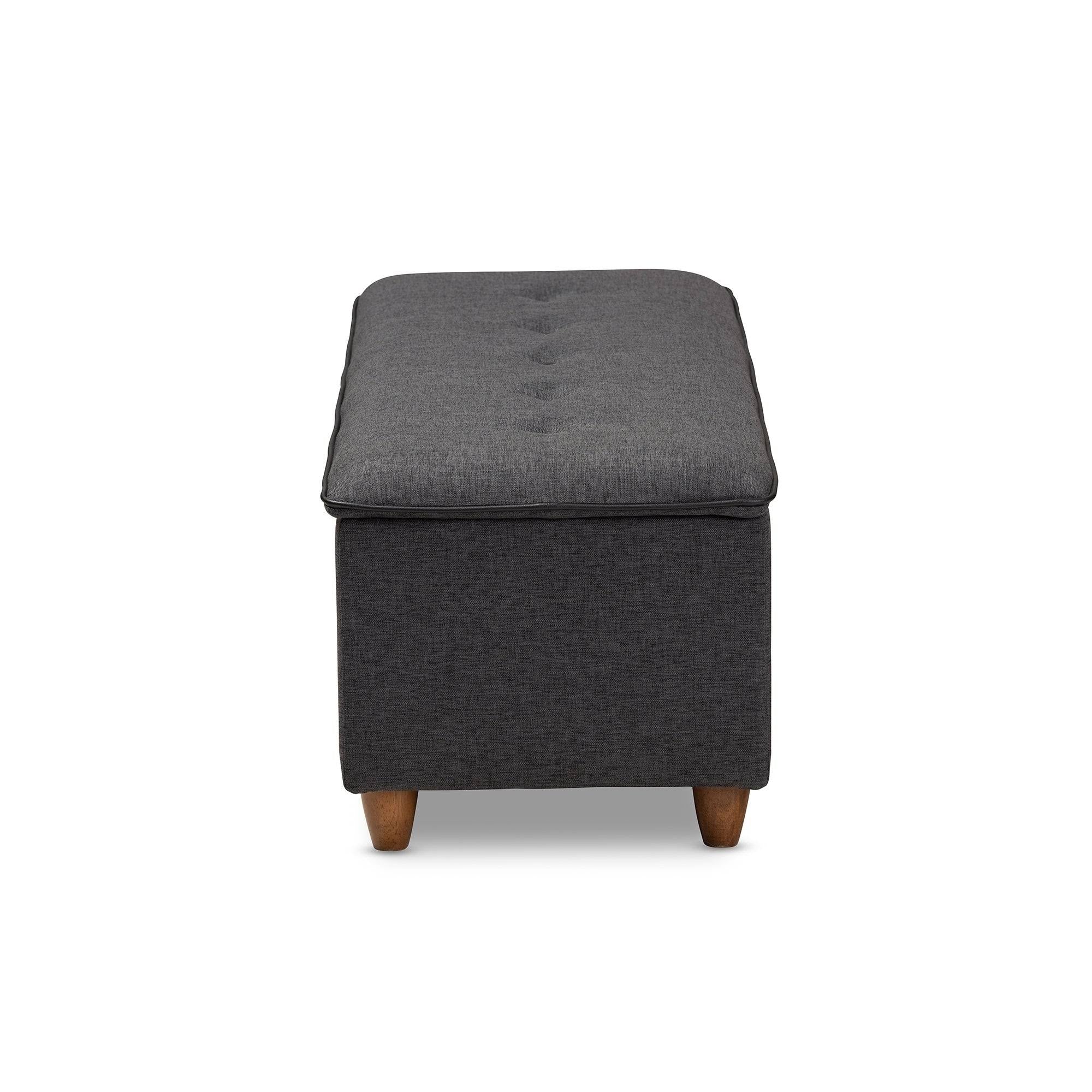 Greyish Beige Fabric Storage Ottoman K876544