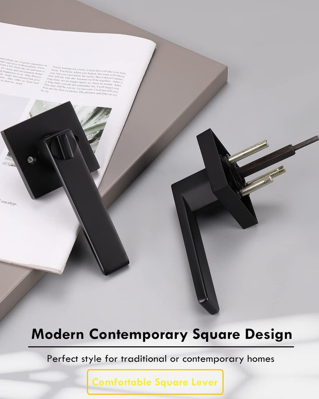 Matte Black Privacy Door Lever with Lock D4582