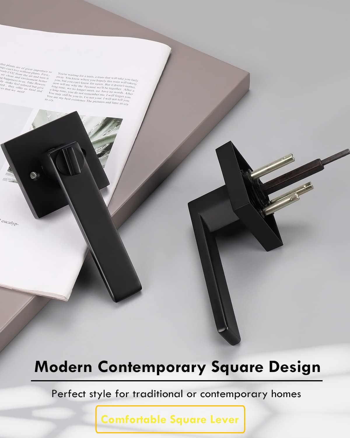 Matte Black Privacy Door Lever with Lock D4582