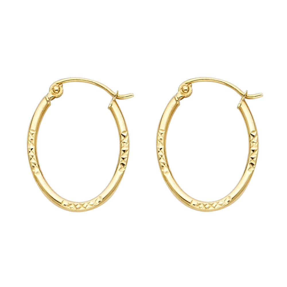 Oval Hoop Earrings 14k Yellow Gold 20mm x 15mm K3652