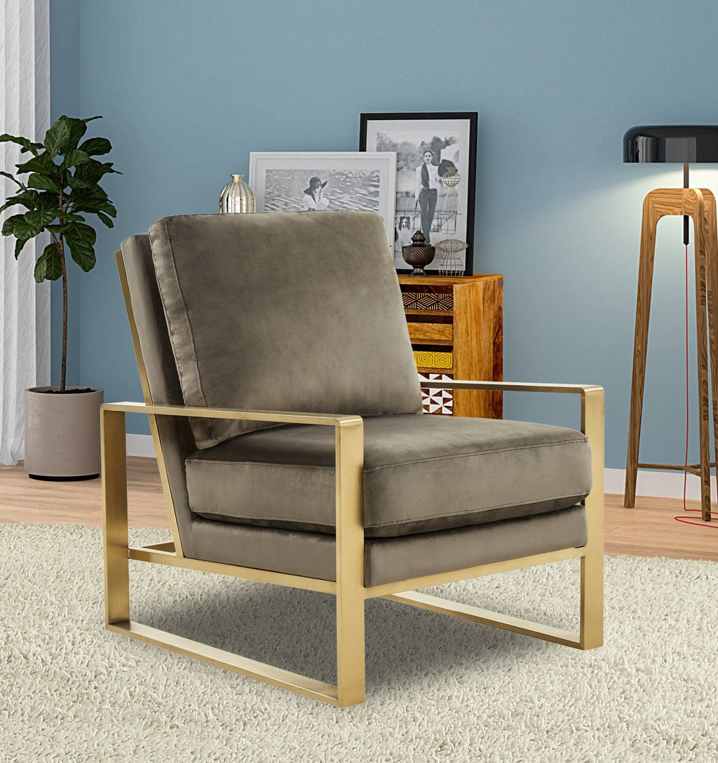 Purple Velvet Accent Armchair with Gold Frame G208
