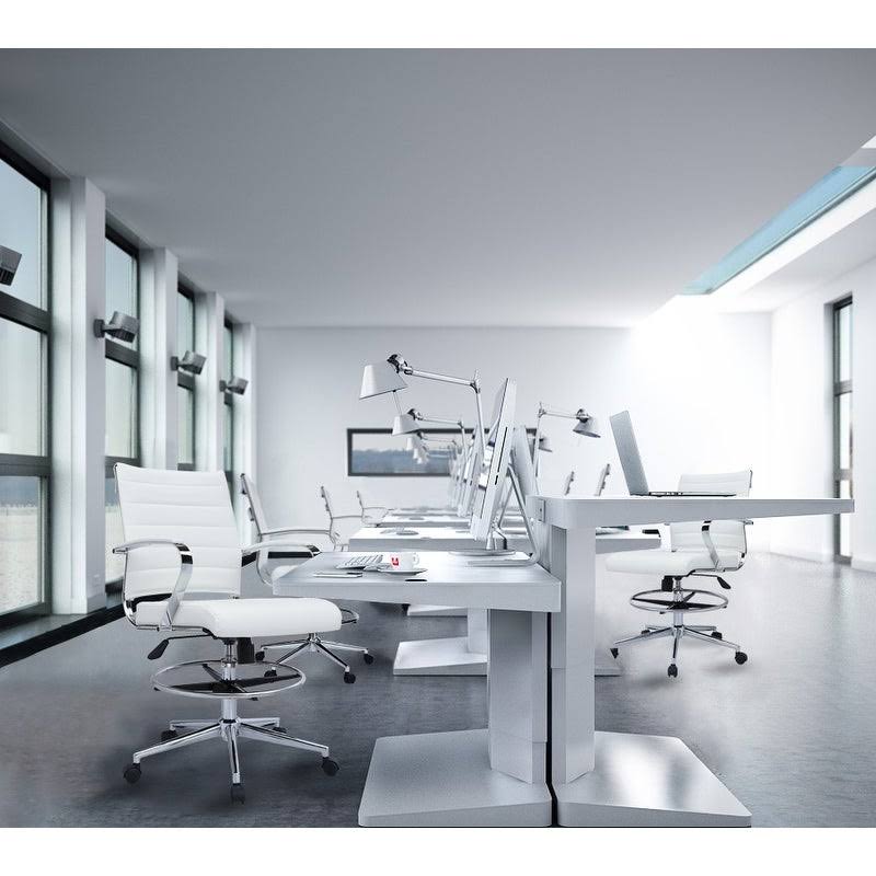 White Ergonomic Office Drafting Armchair Q776429