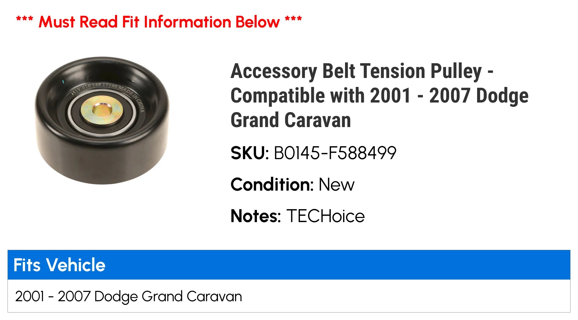 Accessory Belt Tension Pulley Z9568