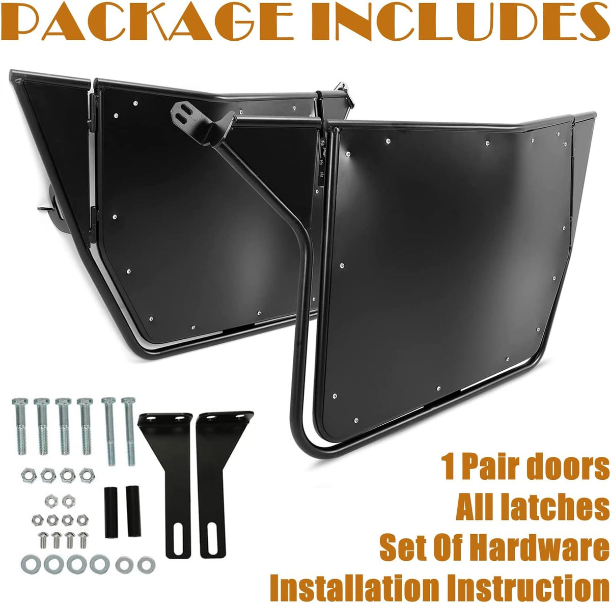 2 PCS Black UTV Side Doors with Slam Latches I595444
